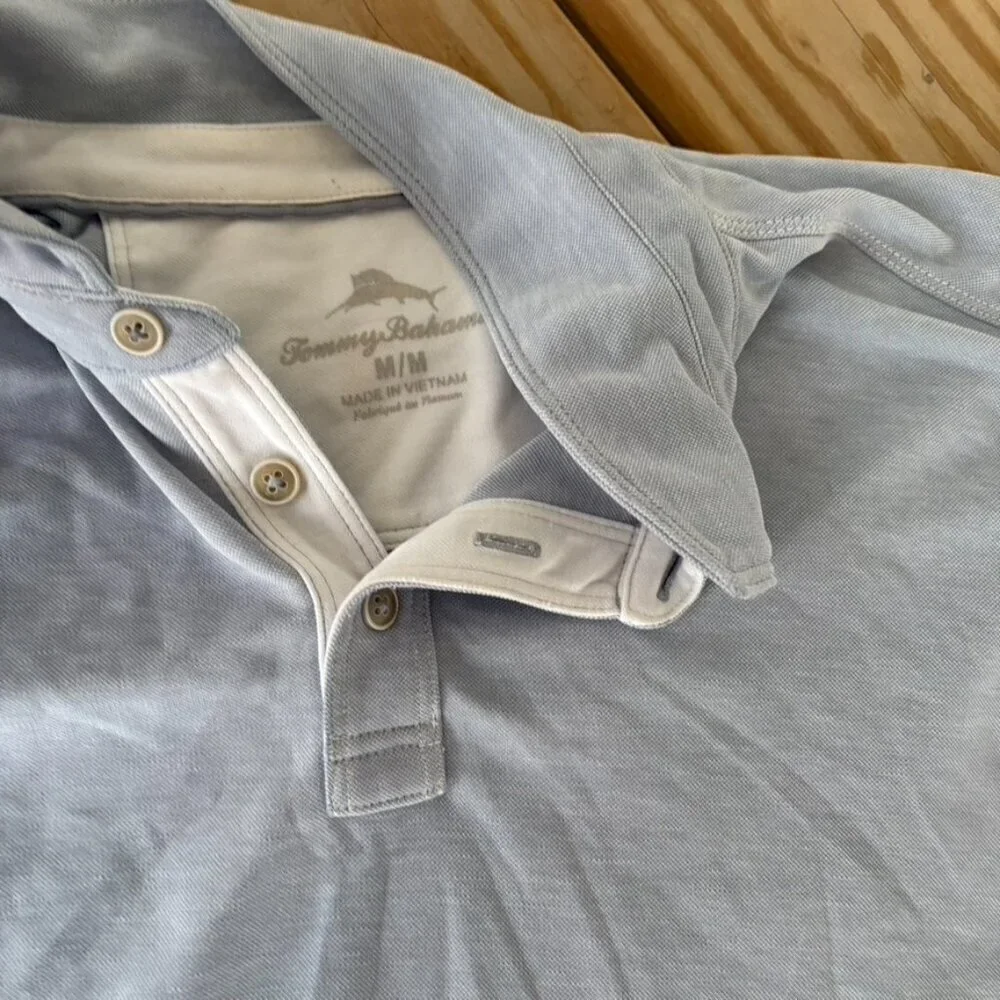 ** Tommy Bahama Light Slate Blue Polo Shirt Size Medium - Picture 8 of 8
